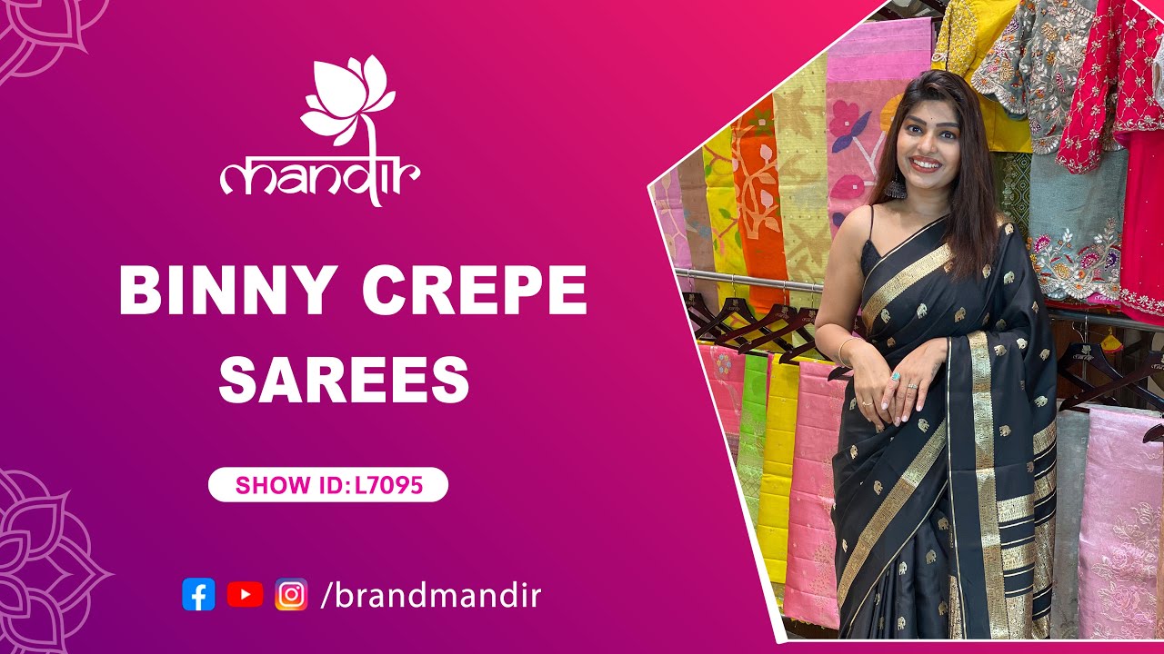 Binny Crepe Sarees Collection | WhatsApp Number 733 733 7000 | Brand Mandir Sarees LIVE