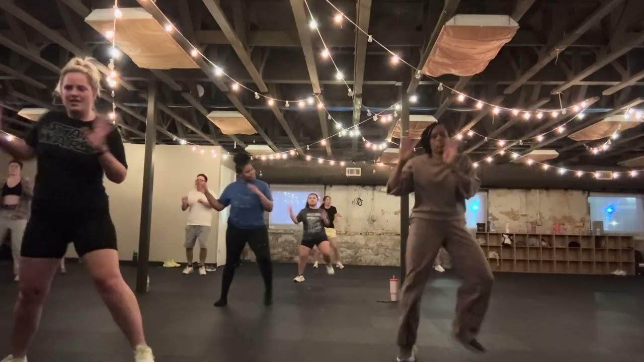 Two Asian lady dancing Zumba pt 7
