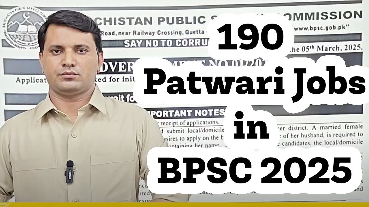 190 Patwari jobs in BPSC, Balochistan Public service commission jobs, BPSC | Add no 1, 2025