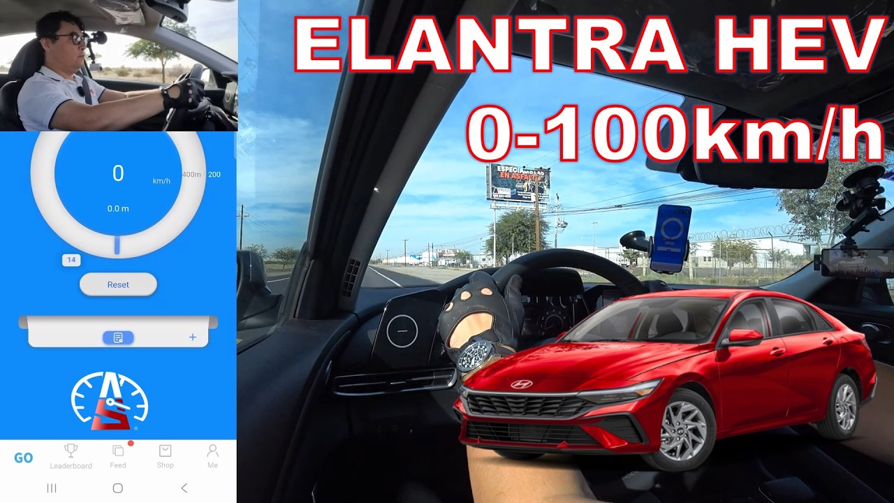 Hyundai Elantra Híbrido 0-100km/h (0-62MPH) y Frenado #dragy