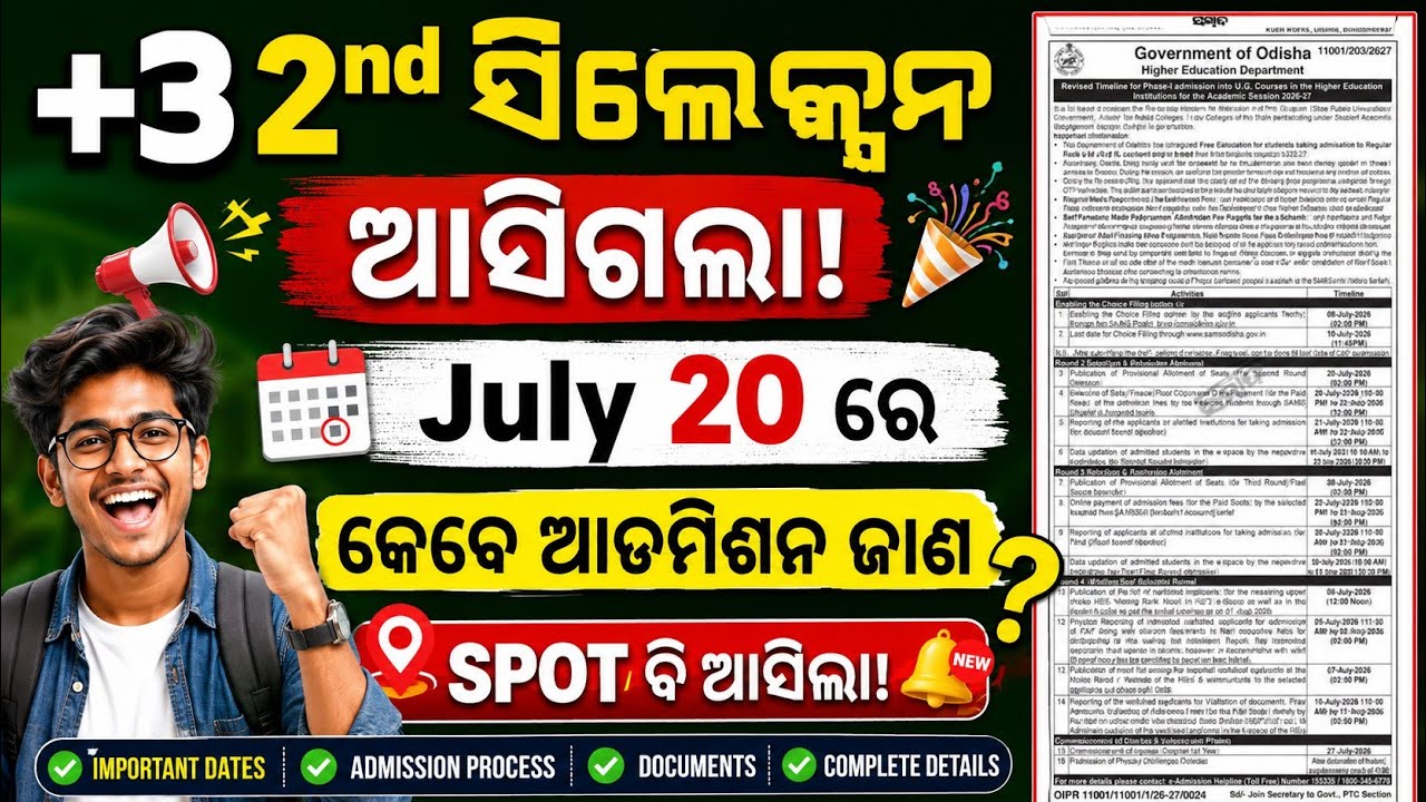 +3 2nd Selection Merit List Date Published। Plus3 2nd Selection Merit List Check Online