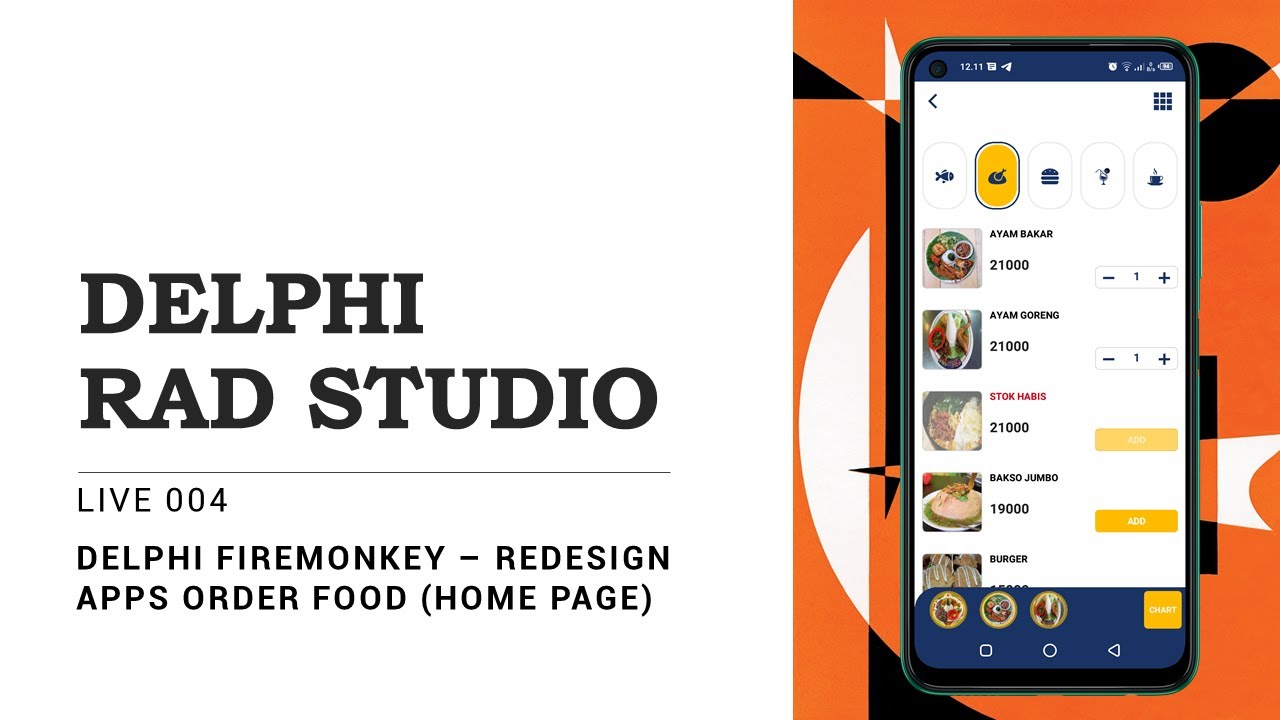 LIVE 004 DELPHI FIREMONKEY – REDESIGN APPS ORDER FOOD (HOME PAGE)
