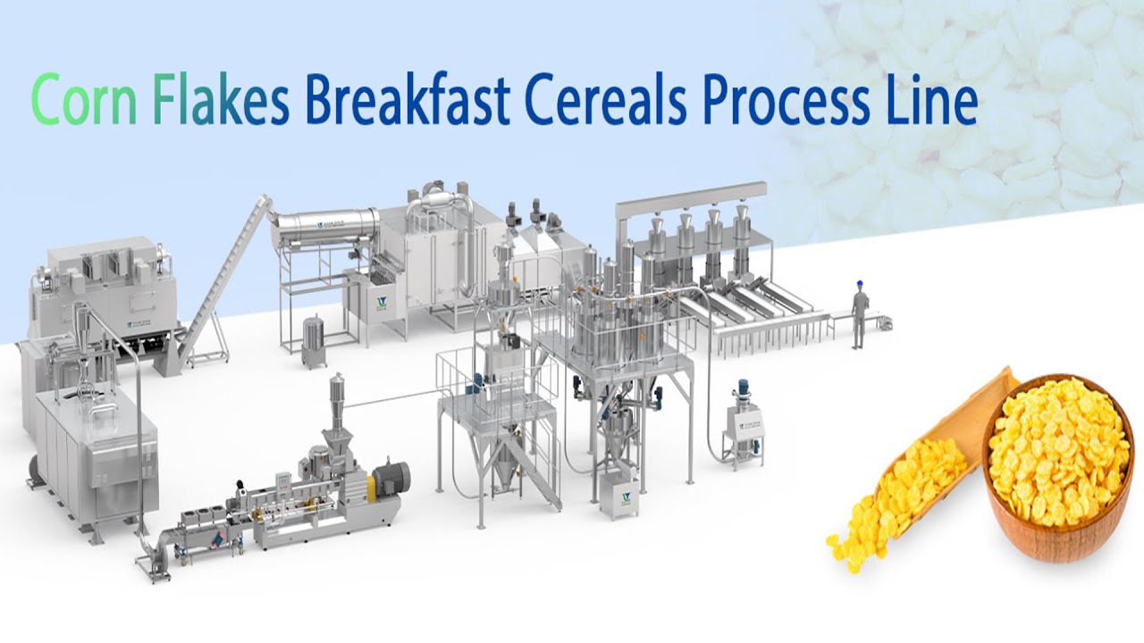 Corn flakes extruder machine lines Breakfast cereal snacks Food extruder machine plant