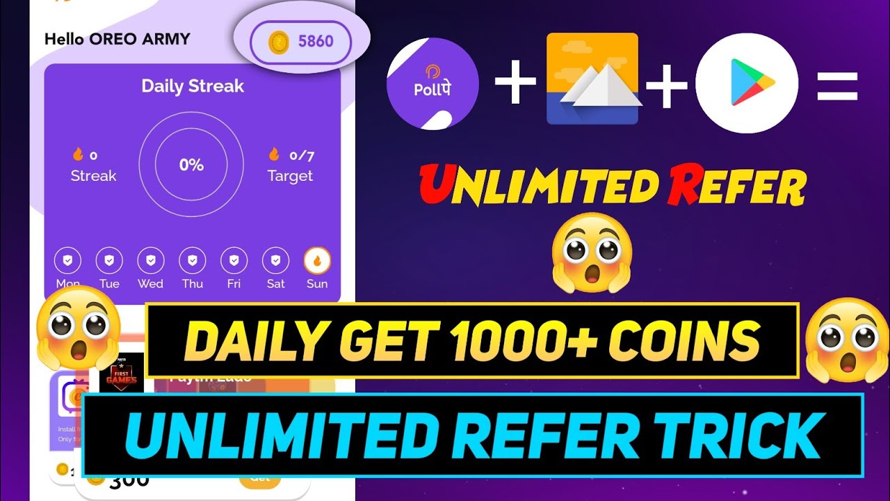How to do unlimited refer in Pollpe App | Unlimited Refer Trick | Free Google Gift Card 🫨 |100% Real