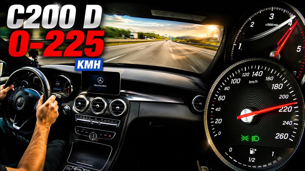 0-225 | Mercedes-Benz C200d 136hp Top Speed Acceleration