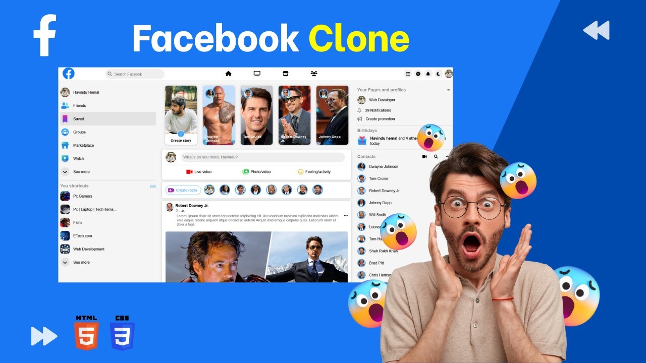 How To Make Website Like Facebook Using HTML & CSS | Build Social Media Website Step By Step