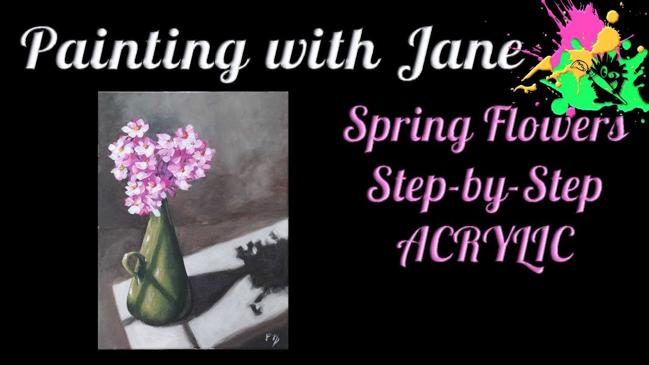 Flower Vase Still Life Acrylic Painting Tutorial