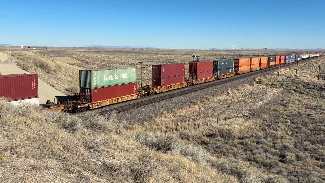 Westbound intermodal train- Wyoming