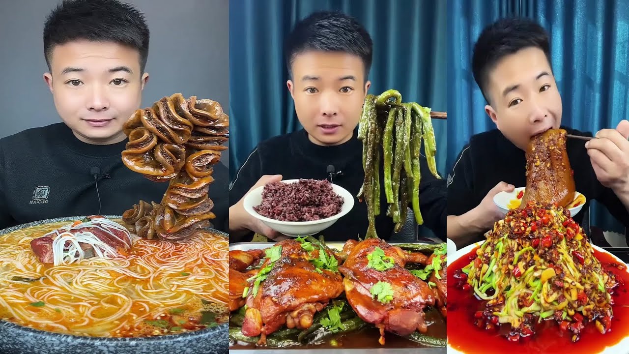 ASMR MUKBANG | SPICY BRAISED PORK BELLY |  EATING SHOW | EATING SHOW | Eat Beef Ribs #food #306