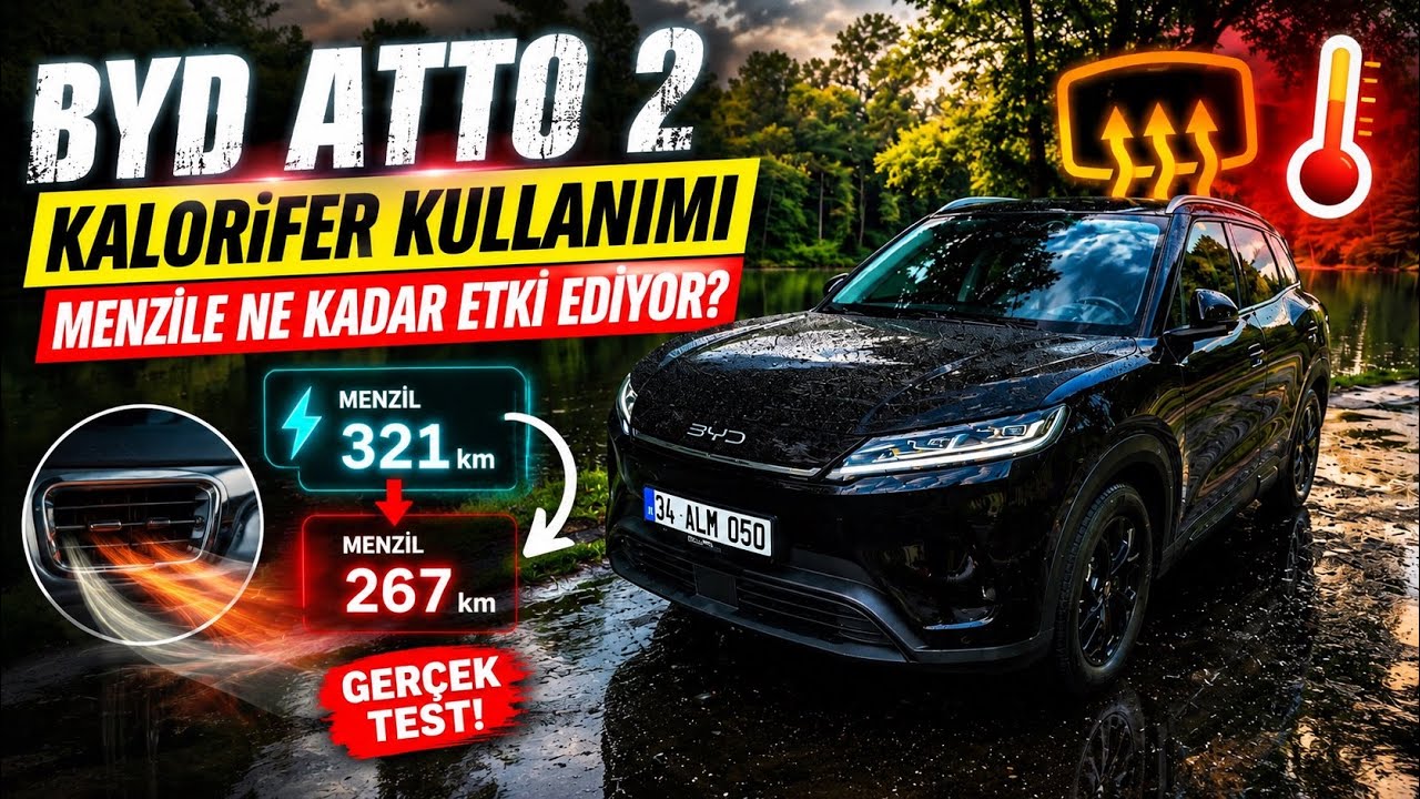 Atto 2’de Kalorifer Menzili Ne Kadar Düşürüyor? Gerçek Test!🔋⚡️ #byd #atto2 #bydatto2 