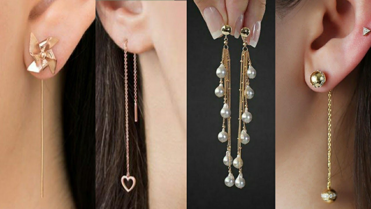 rose Gold earrings design gold hagging earrings light weight design sui dhaga design