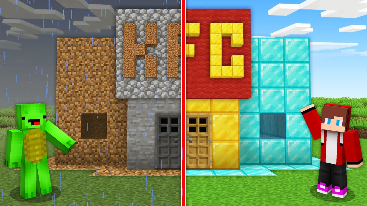 JJ and Mikey $1 vs $99999 BUILD CHALLENGE KFC in Minecraft - Maizen