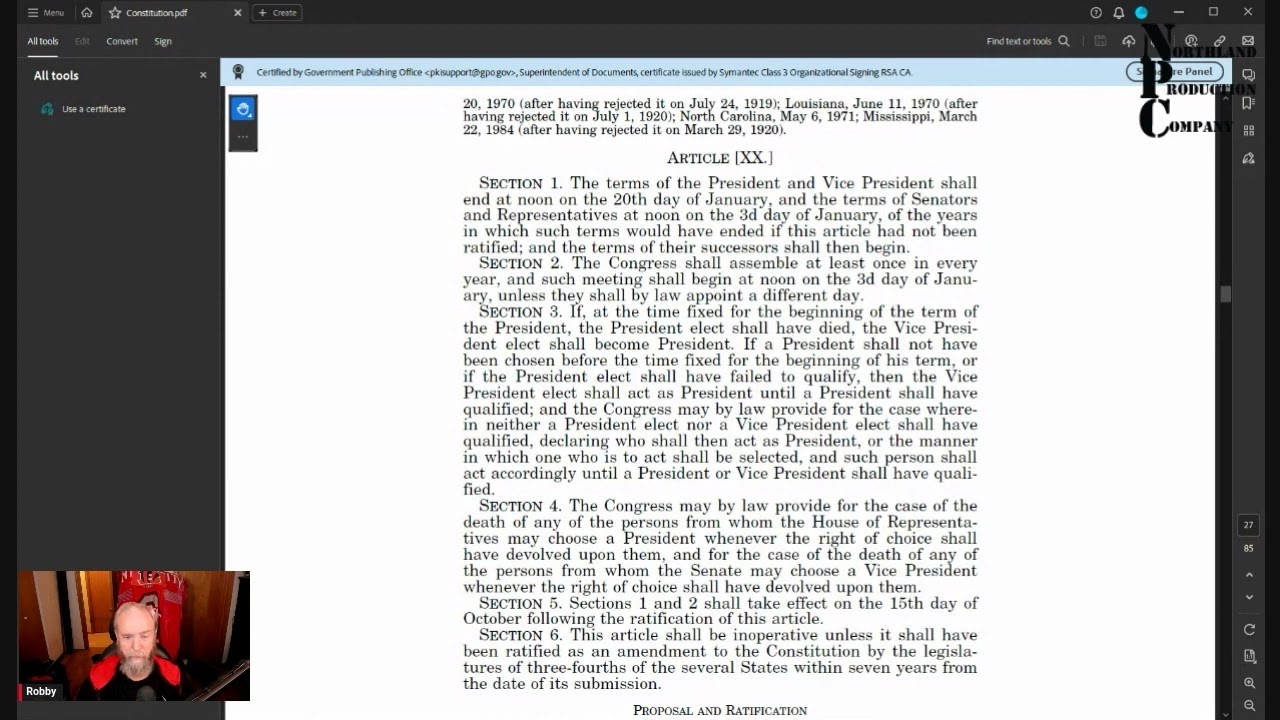 Daily Constitution 14 Amendment 20