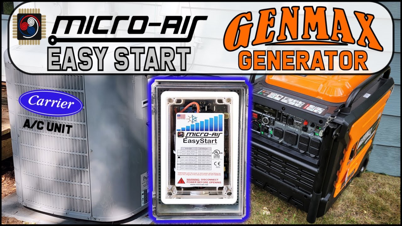 Micro Air Easy Start Install on Carrier A/C Unit with GENMAX 9000 Inverter Generator Demonstration.