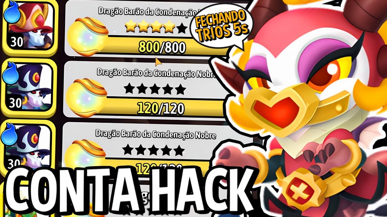 CONTA HACK #8 - FORTALECI VÁRIOS TRIOS PARA 5 ESTRELAS NESSA HAPPY! - Dragon City 
