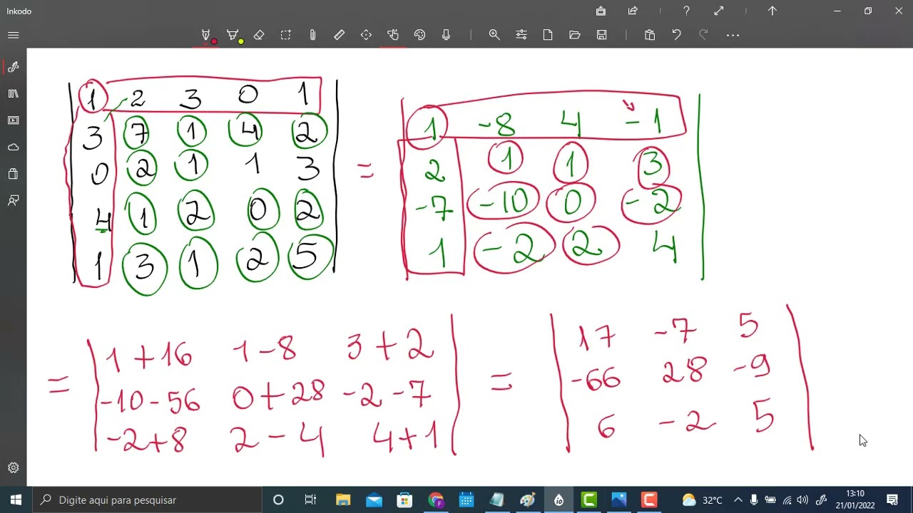 va  calculando determinante matriz de ordem 5