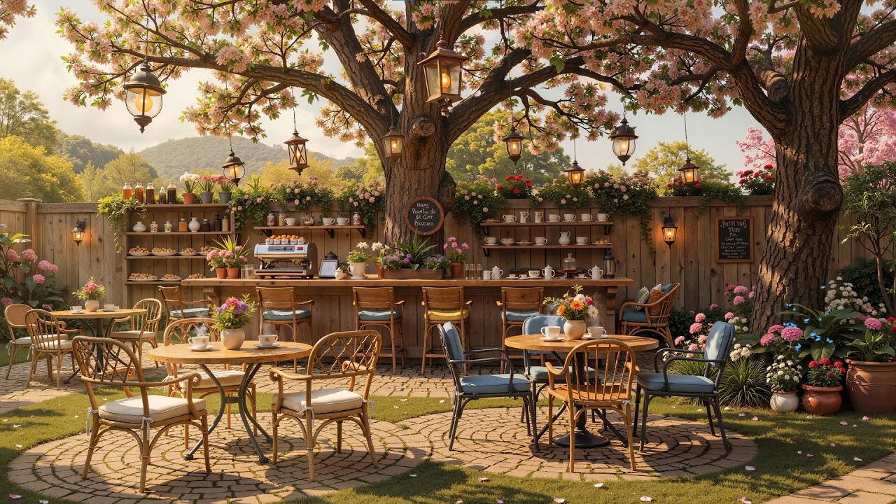 ☕🌸 Dreamy Garden Coffee Jazz | Smooth Jazz Melodies with Gentle Birdsong for Stress Relief & Relax 🎶