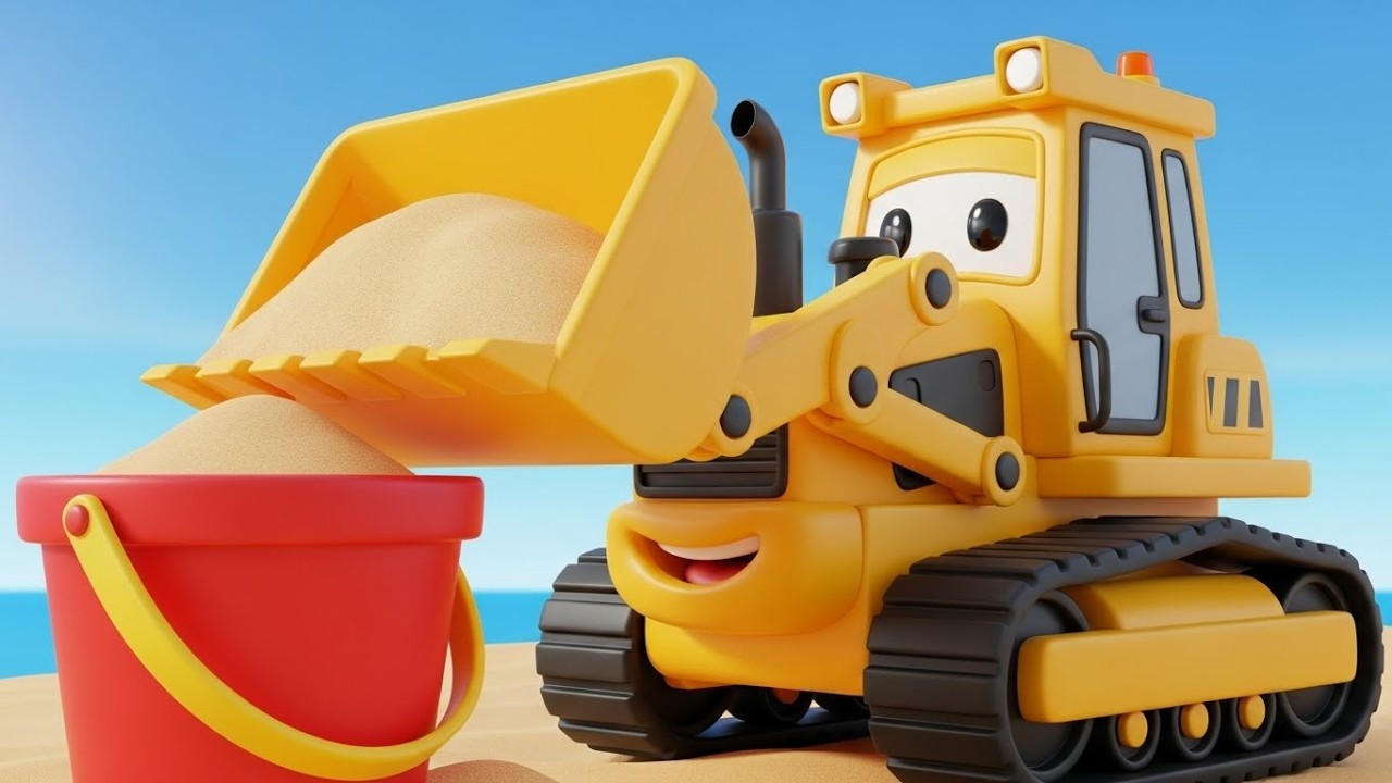 Счастливый Бульдозер строит замок из песка 🚜🏰🏖️ | Мультфильм для детей и весёлые приключения