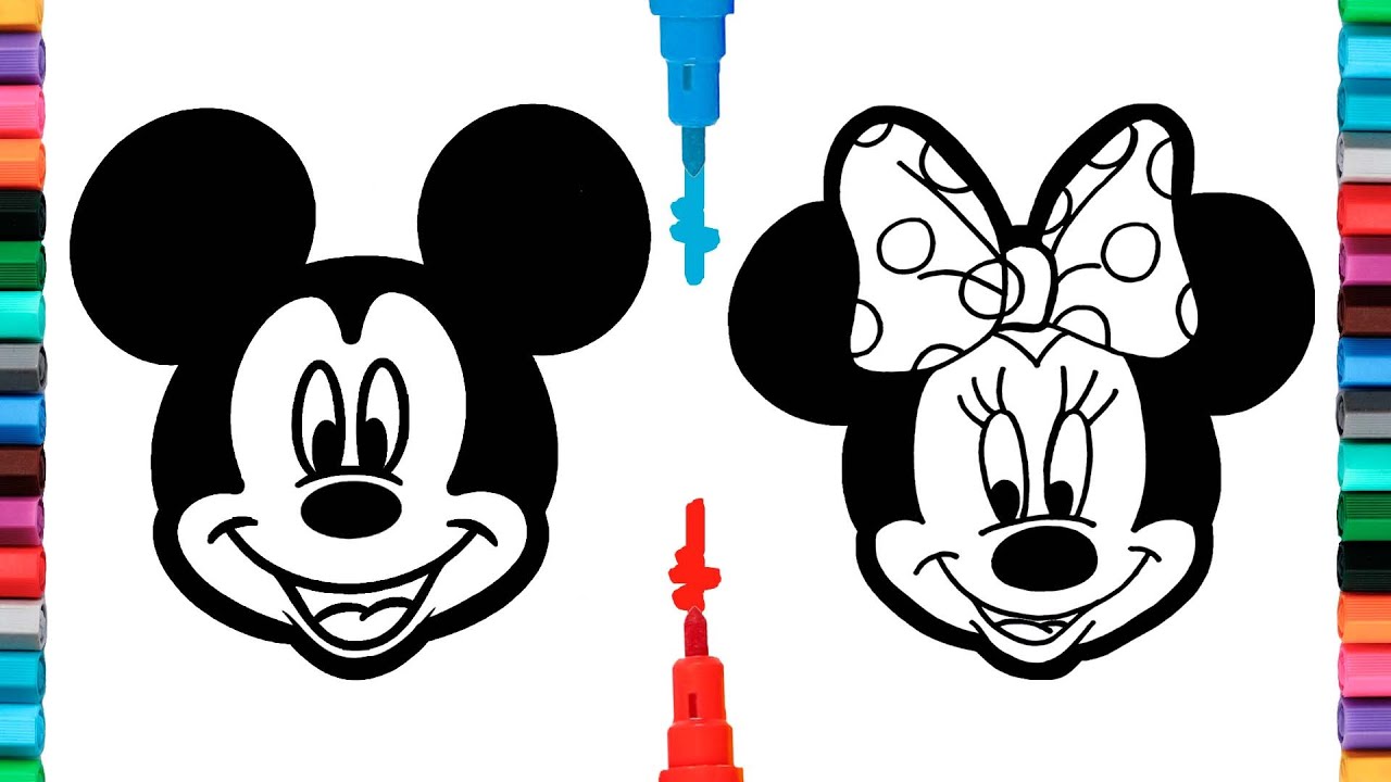 Colorea a MICKEY y MINNIE 🐭💖🐭 Dibujos para niños