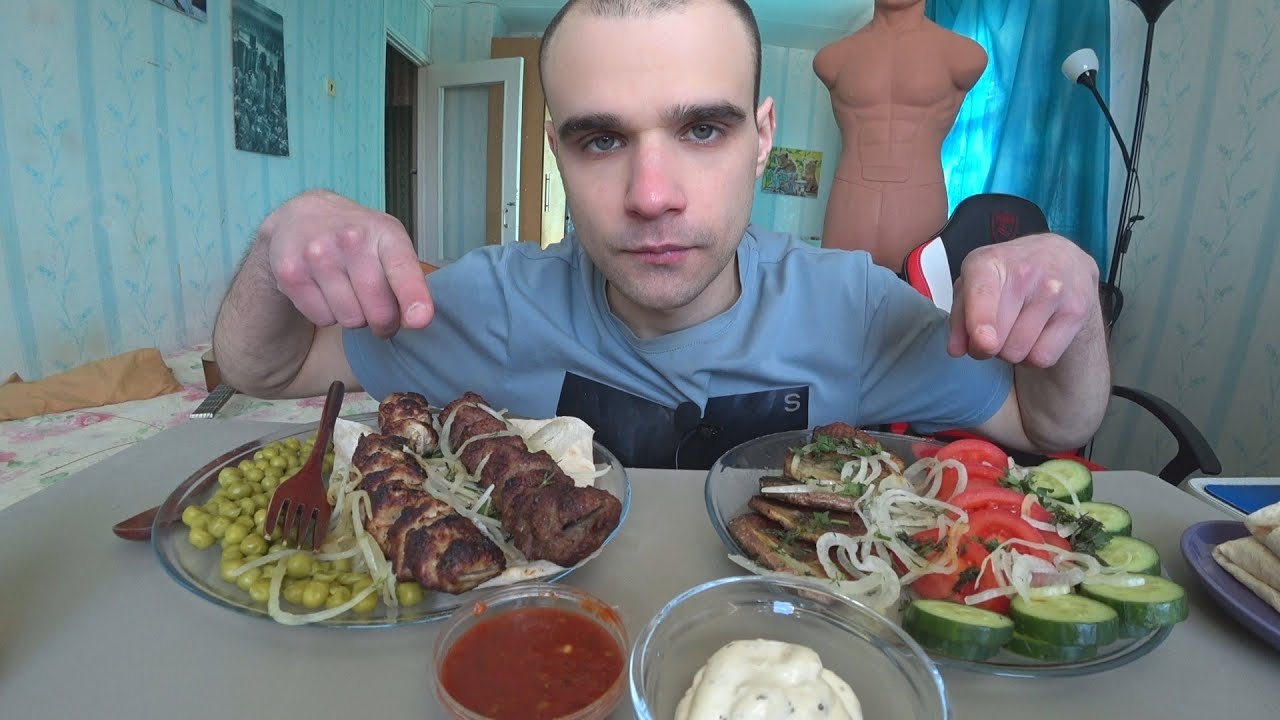 МУКБАНГ МЯСО / ЛЮЛЯ КЕБАБ - БАРАНИНА И ИНДЕЙКА / ОВОЩИ / ЛАВАШ / СОУС / EATING Mukbang ASMR АСМР 먹방