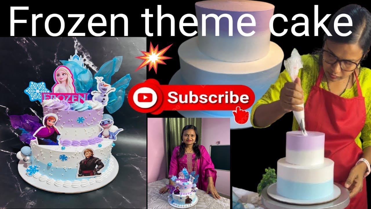 Frozen theme cake design with Rice paper | Frozen cake design|Reetu’s cake 