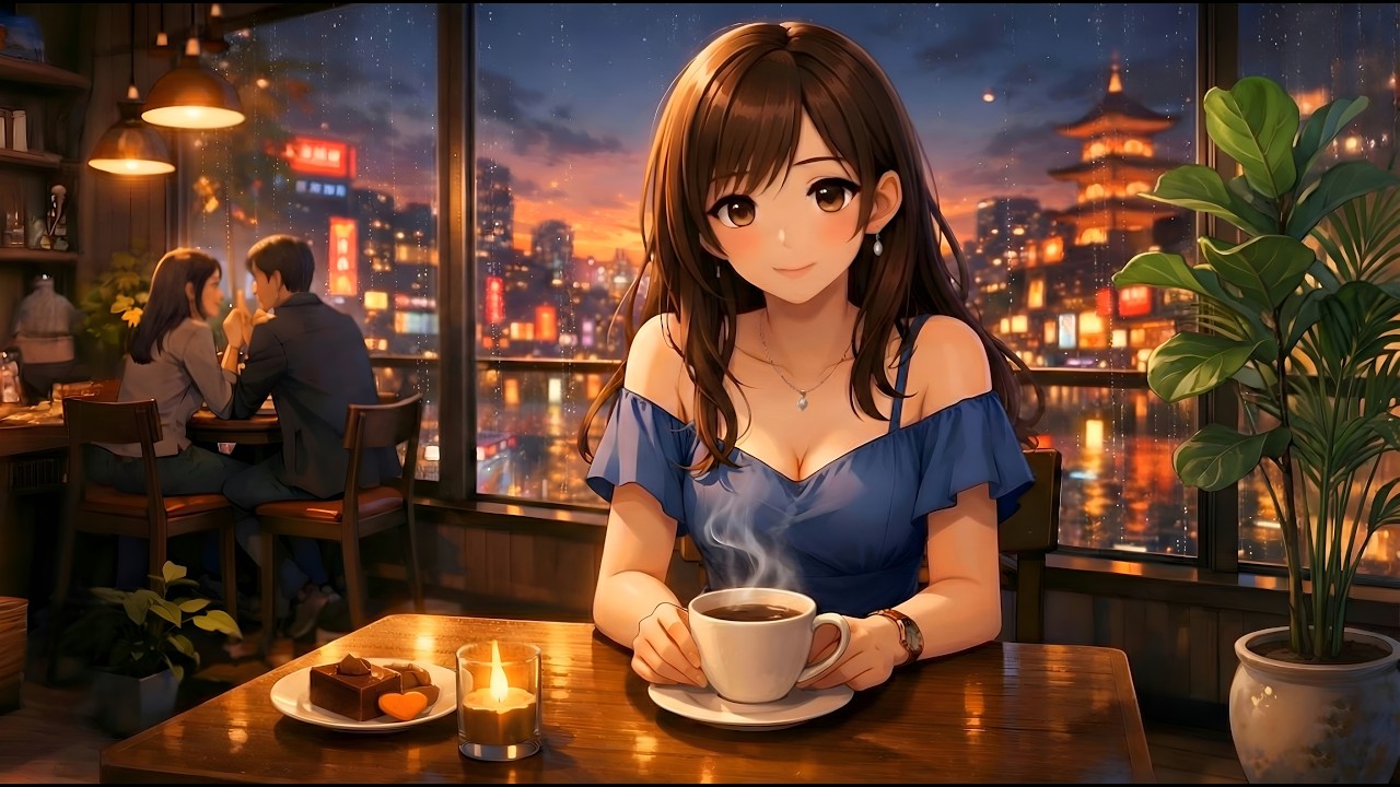 POV: Late Night Date at a Cozy Cafe ☕🌧️ Relaxing Jazz & Rain Sounds for Sleep
