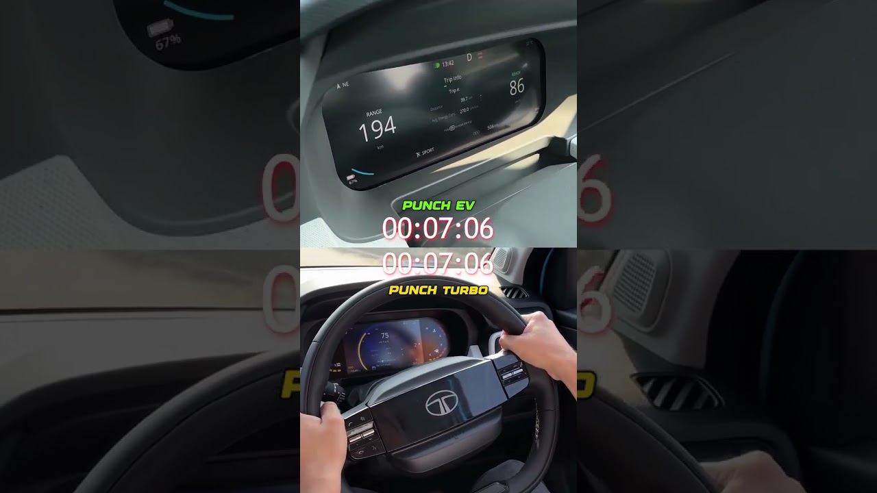 Tata Punch EV vs Punch Turbo 0-100 speed test ⚡️