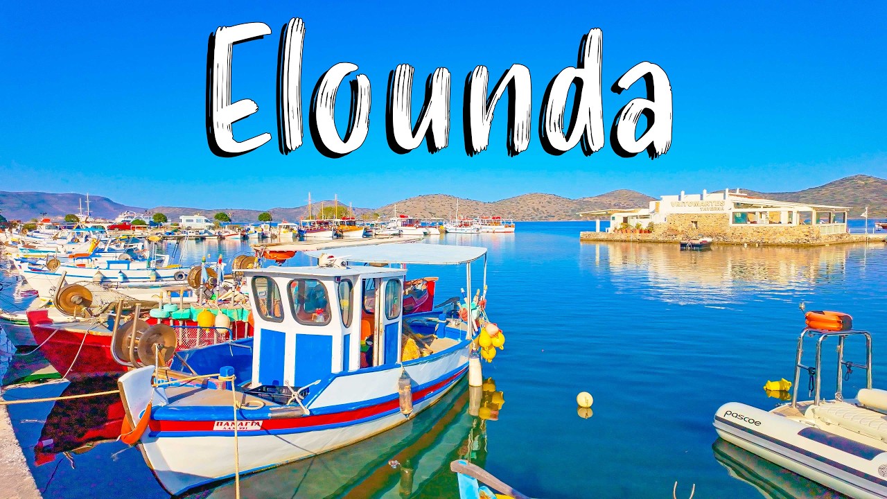 Elounda Crete, Kreta, silent walking tour 4K, DRONE, Greece travel guide 2025