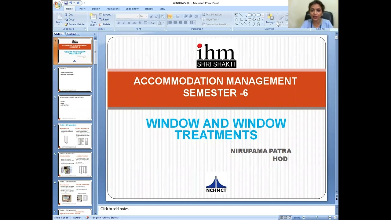 VI Semester , Accommodation management , Windows and Window Treatments