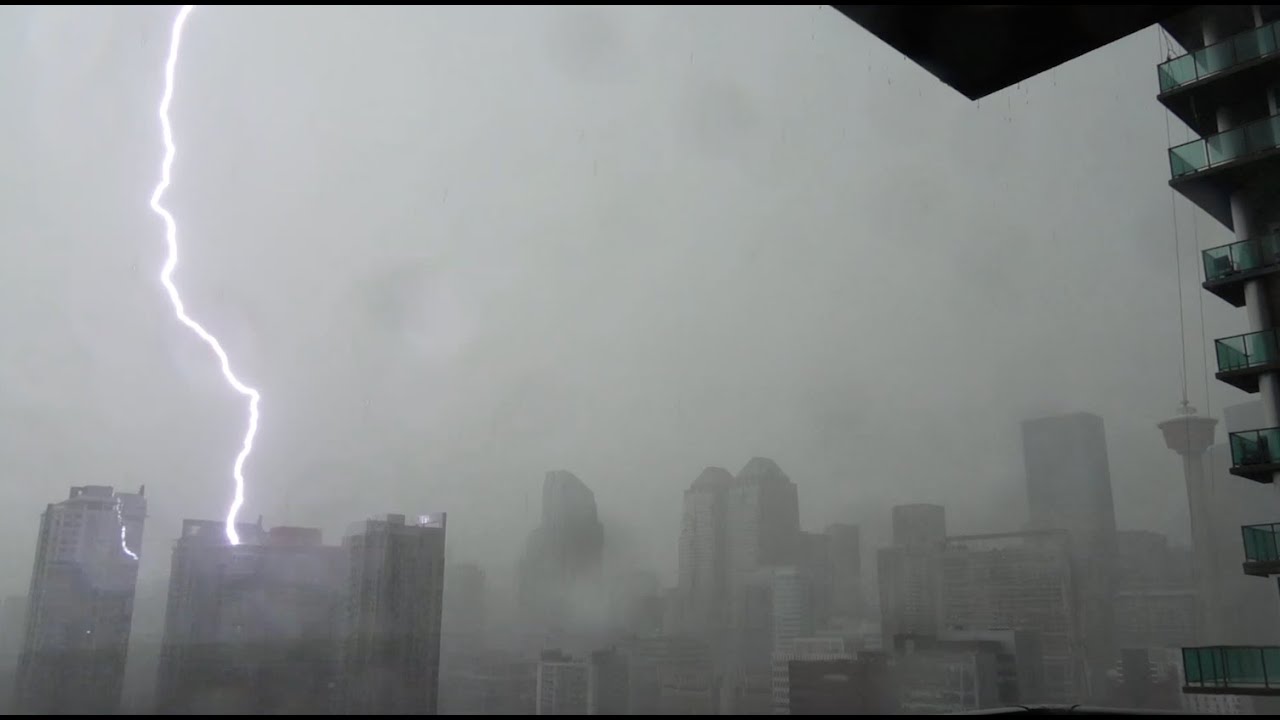 INSANE lightning in Downtown Calgary!