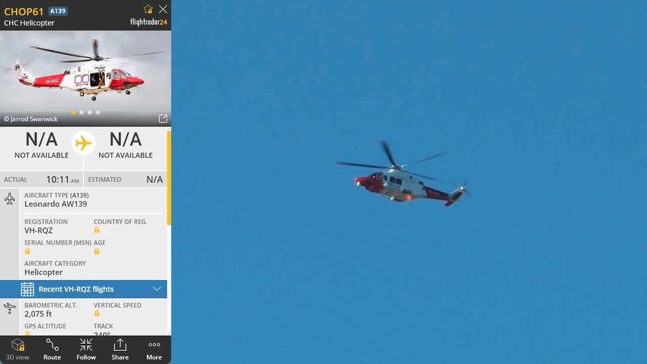 2026-01-29: Rescue Helicopter - AgustaWestland AW139 (Leonardo AW139) (VH-RQZ | Chopper 61)