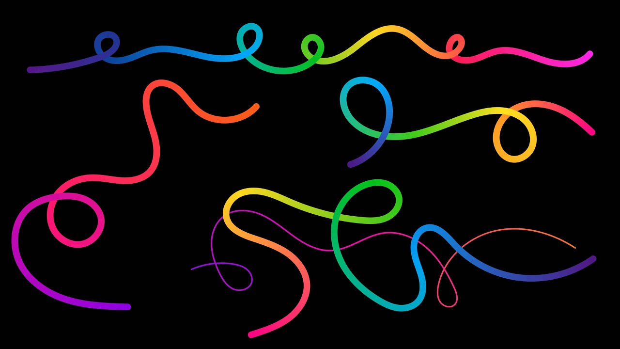 Colorful Abstract Neon Line Art  | Modern Gradient Wave Design on Black Background