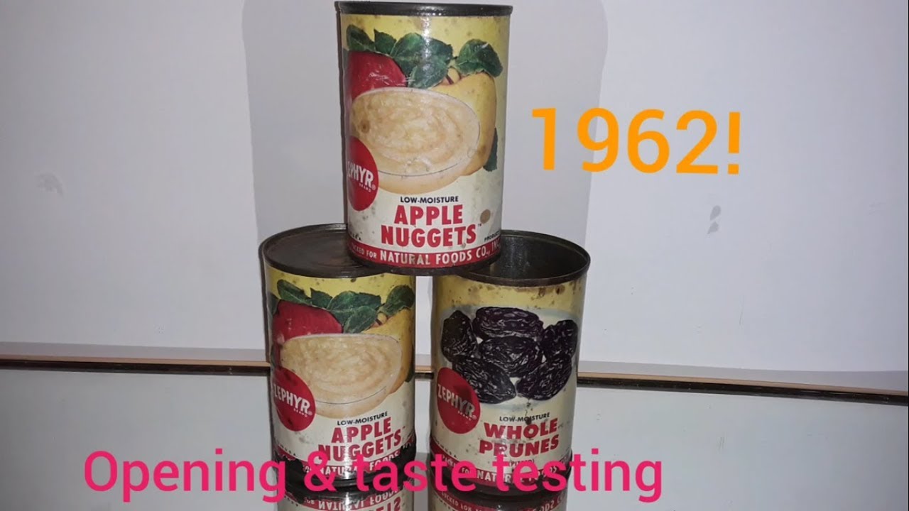 Opening and Eating canned fruit from 1962