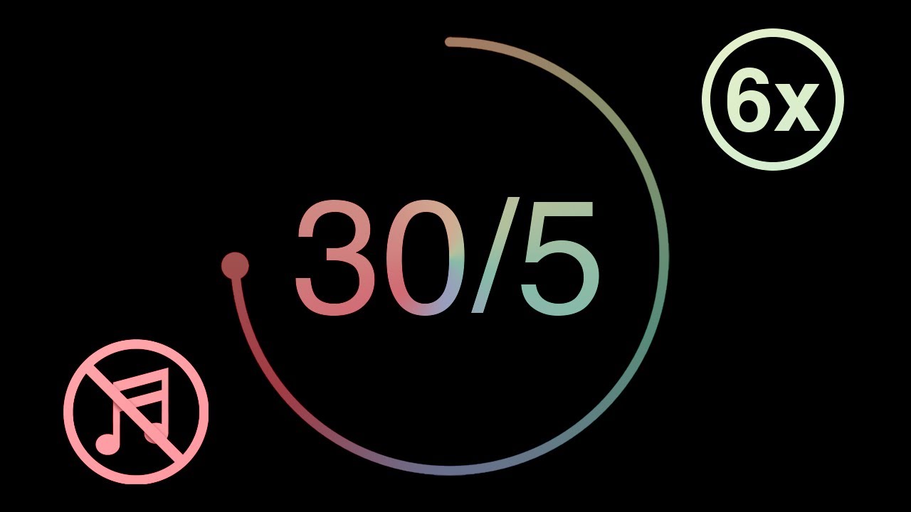 30 min timer / 5 min break - 6 Intervals (3hrs, 25 mins) - Dark Pastel Mode - Study and Focus Timer