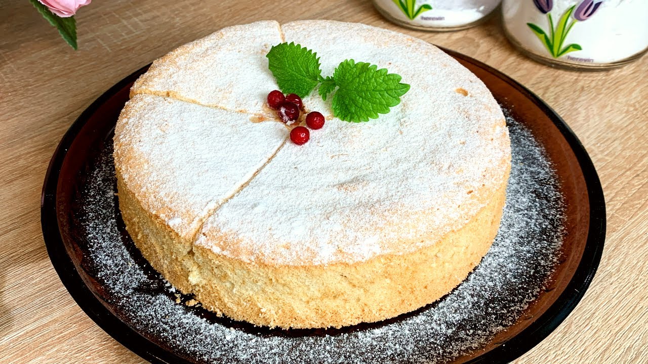 Sponge cake on egg whites. Cake recipe for tea