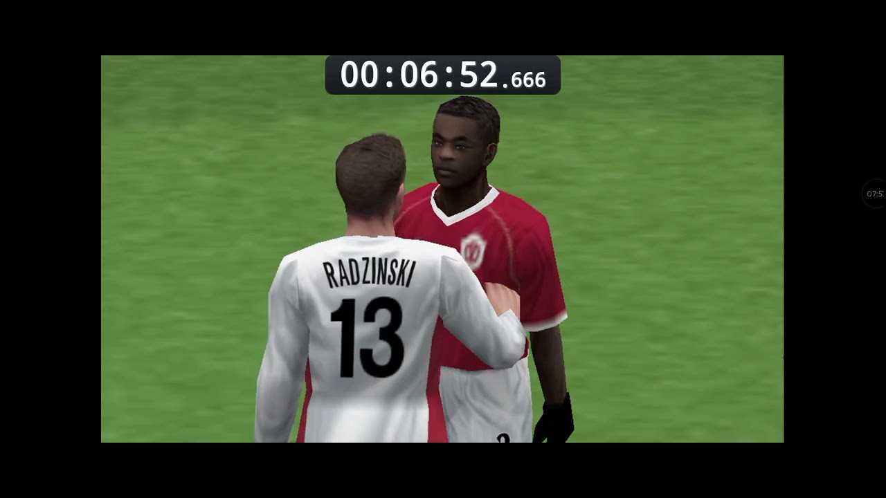 Speedrun de pes 2007, categoria liga inglesa, tempo:3H,52M,52S, time (Manchester United).