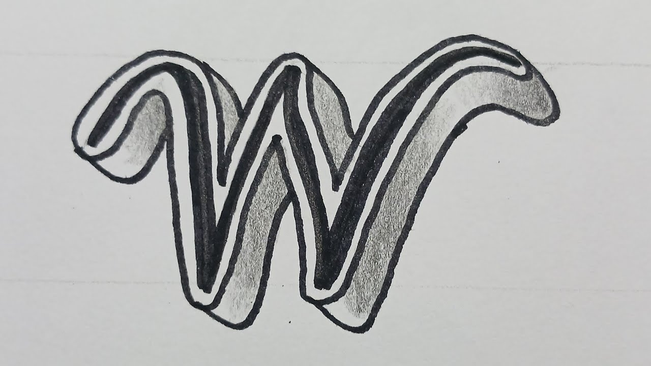3d Drawing Calligraphy Letter W / How To Draw Easy Art Capital Cursive For Beginners