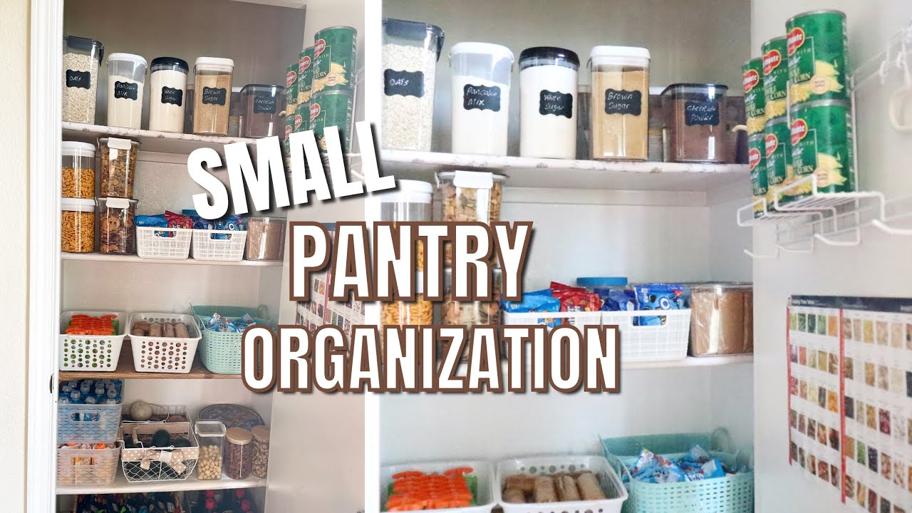 SMALL PANTRY ORGANIZATION. Clean and organize pantry with me. Small pantry ideas.