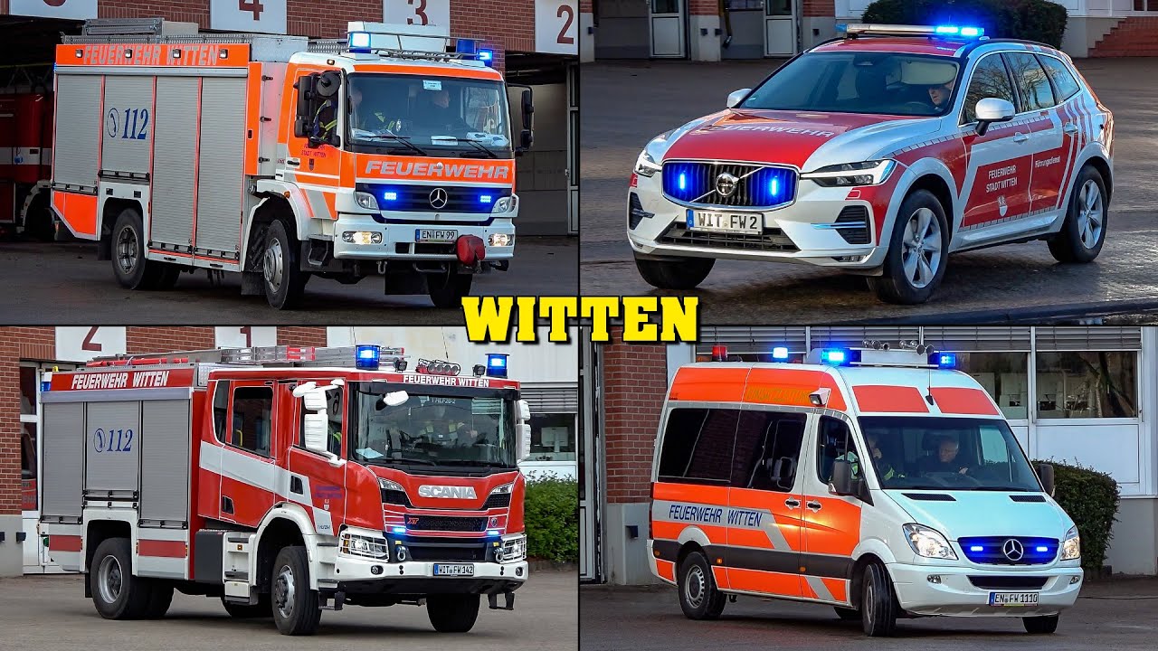 [FEUERWEHR WITTEN] - RÜSTZUG, KdoW und HLF auf Einsatzfahrt!