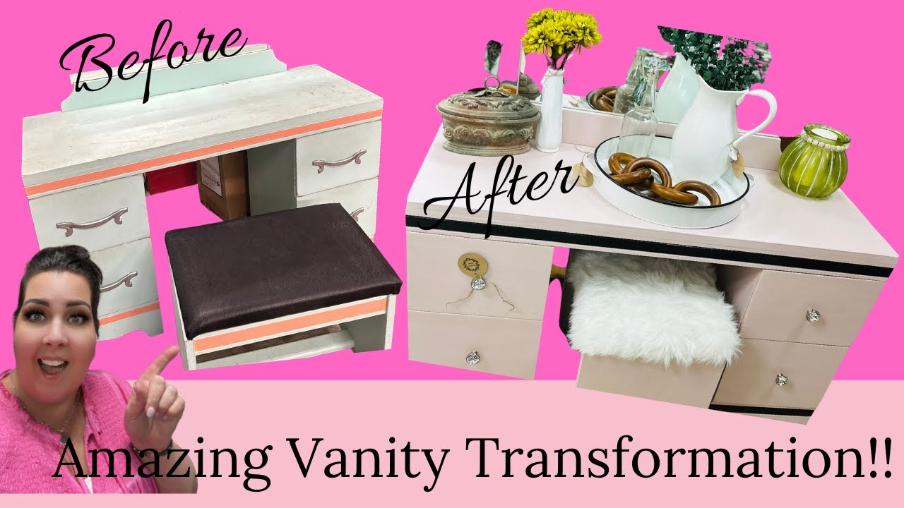 VANITY GETS AN AMAZING GLAM MAKEOVER ~ Furniture Flip ~ Annie Sloan Chalk Paint