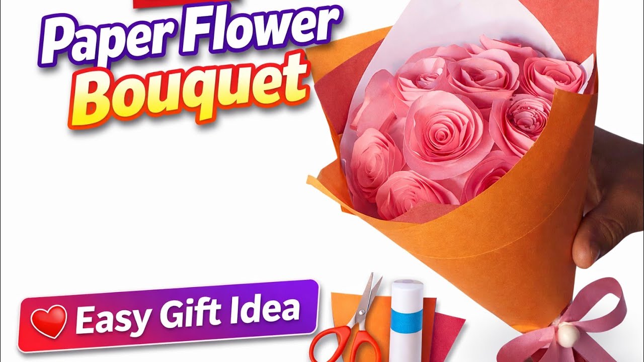 DIY Paper Flower Bouquet | Easy Handmade Paper Rose Bouquet | Best Gift Idea 💐