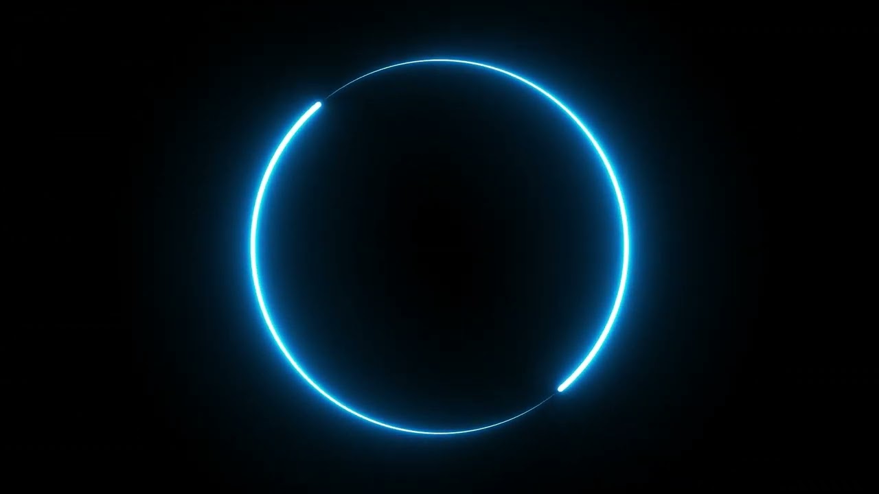 No Copyright Round Circle Blue Neon Video Frame Seamless Loop