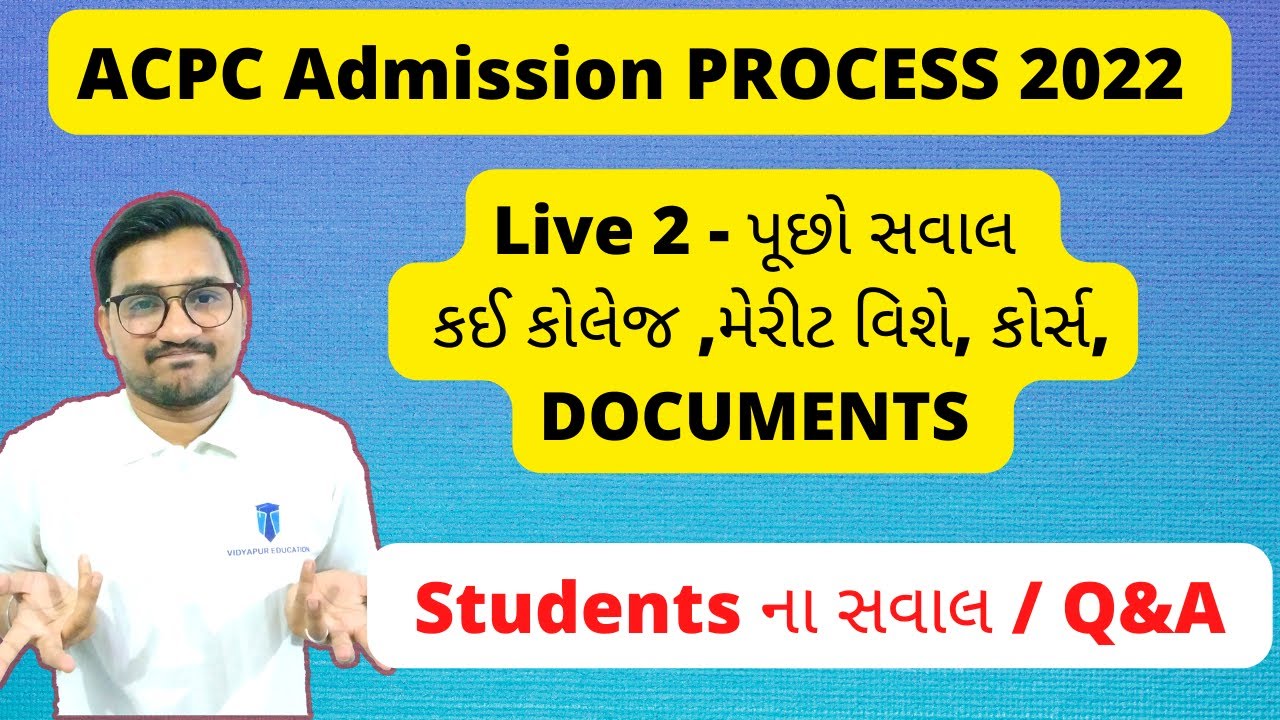 acpc Admission process 2022 | live Q and A  live 3 | Vidyapur Education