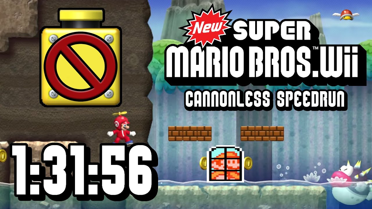 New Super Mario Bros. Wii - Cannonless Speedrun in 1:31:56 [Former WR]