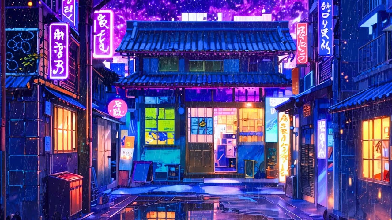 Rainy Night in a Neon Japanese Alley | Lofi Beats to Chill & Focus