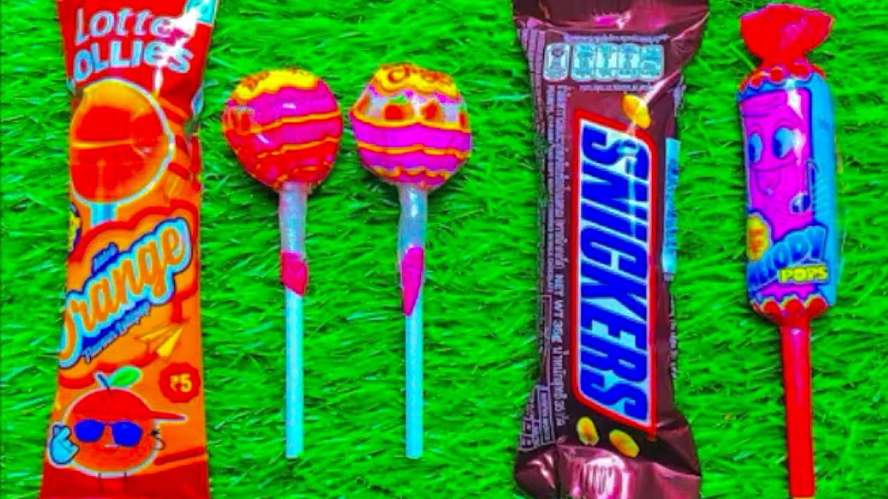 ASMR Most Popular Candys / some lots of colorful rainbow lollipop candy / unpacking chocolate eat