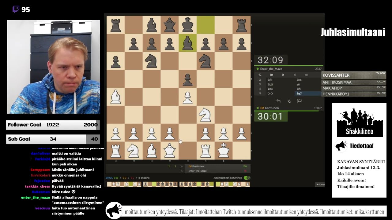 Shakkilinnan Twitch-kanavan juhlasimultaani