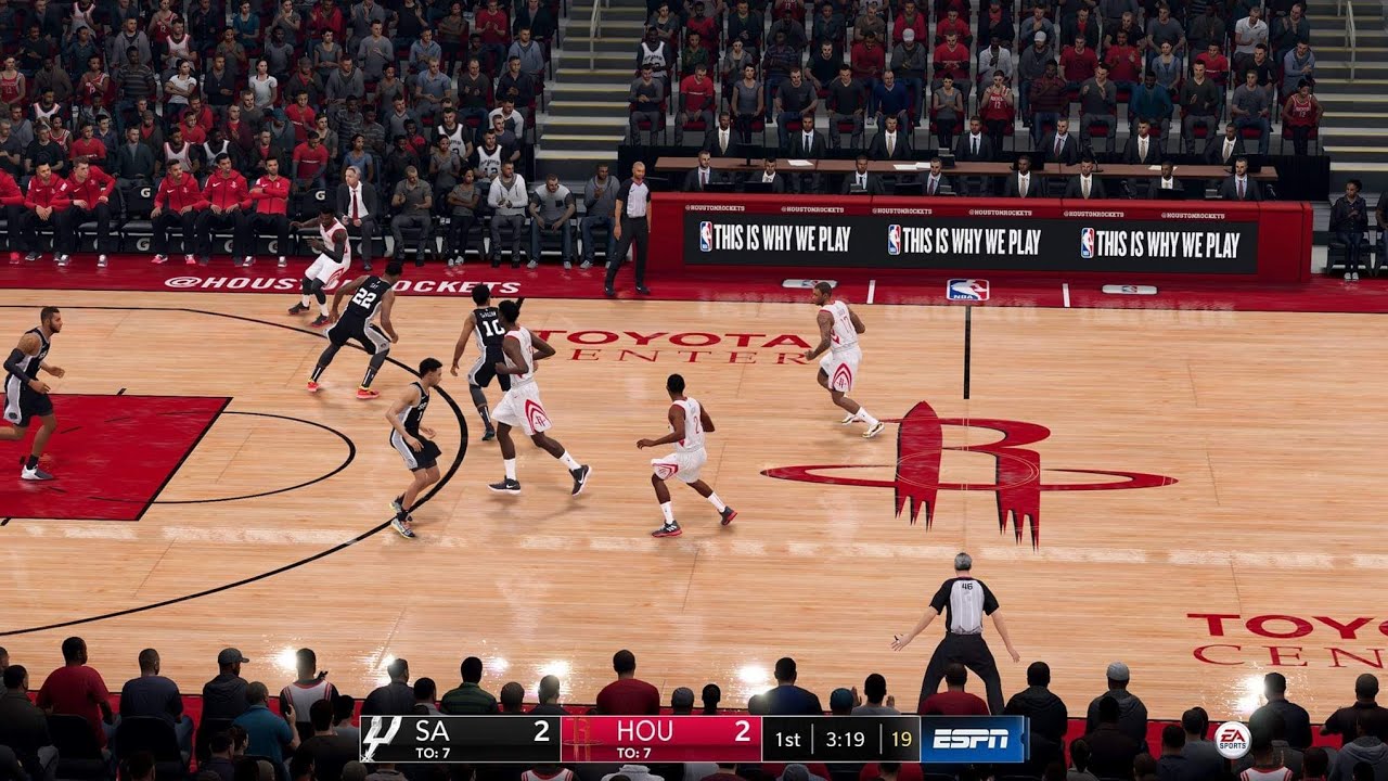 NBA LIVE 19 - San Antonio Spurs vs Houston Rockets - CPU SIM Full Game - PS4 PRO - HD