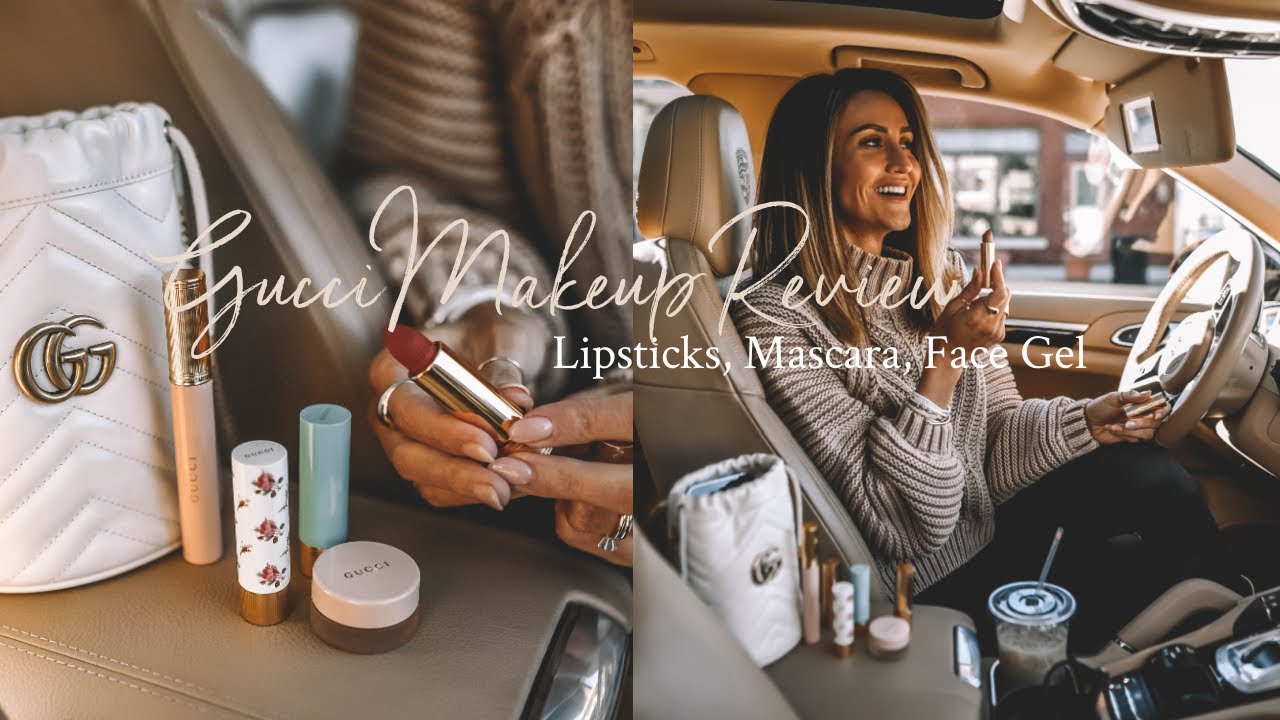 GUCCI BEAUTY LIPSTICKS, FACE GEL GLOSS, AND MASCARA Review And Try On Session | KARINA STYLE DIARIES