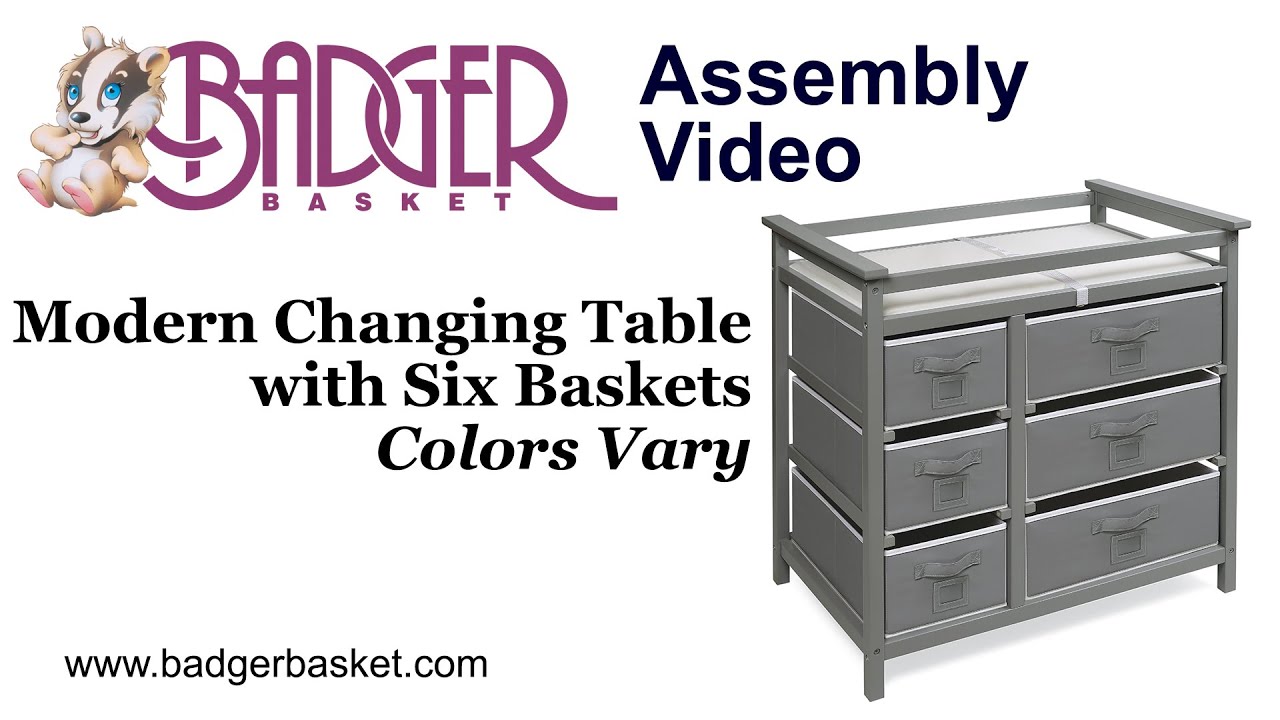 Assembly of 25130, 25131, 25132 Badger Basket Modern Changing Table with Six Baskets